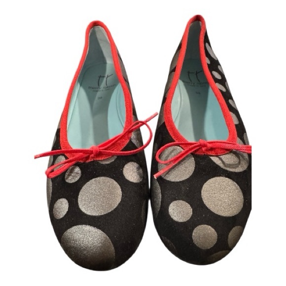 THIERRY RABOTIN black suede leather, silver polka dots, red trim size 38 EU - Picture 7 of 11